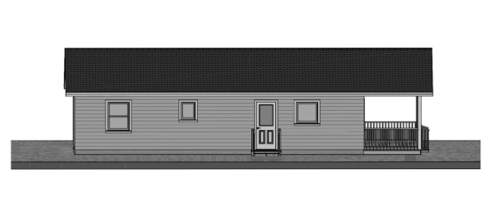 24 x 40 Three Bedroom Cottage Plan - Side View 2